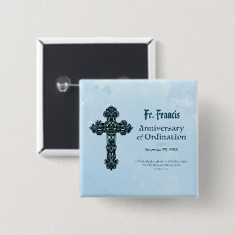 Bóton Quadrado 5.08cm Personalizar, Ordenar Sacerdote de Aniversário, Cr