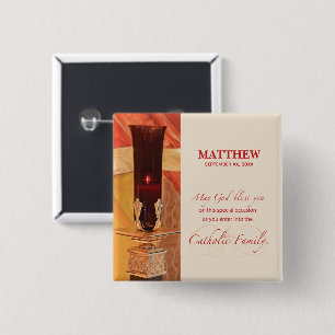 Bóton Quadrado 5.08cm Personalizar, Parabéns RCIA, Católico, Vermelho