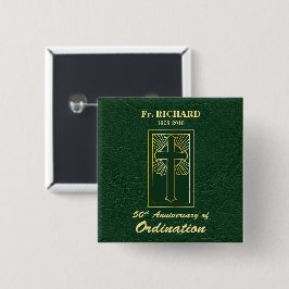 Bóton Quadrado 5.08cm Personalizável 50º Aniversário de Ordenação Verde