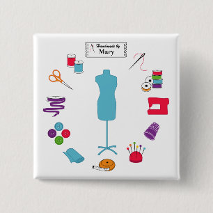 Bóton Quadrado 5.08cm Personalize a etiqueta