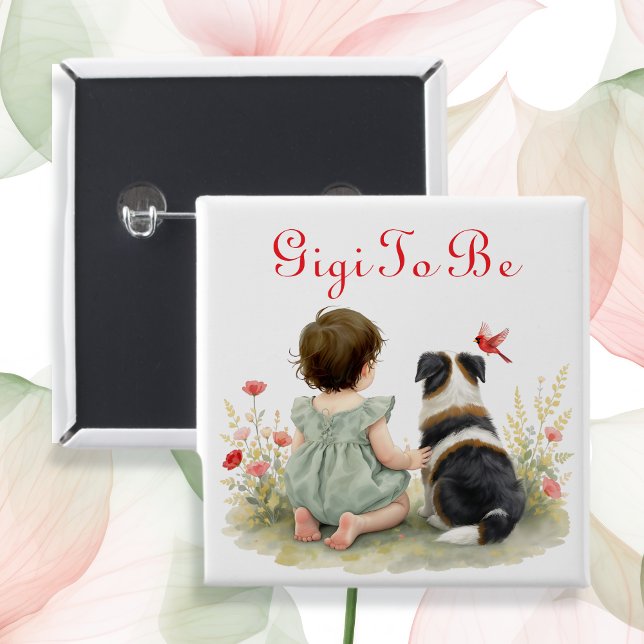 Bóton Quadrado 5.08cm Personalized Baby Shower | Gigi To Be (Criador carregado)