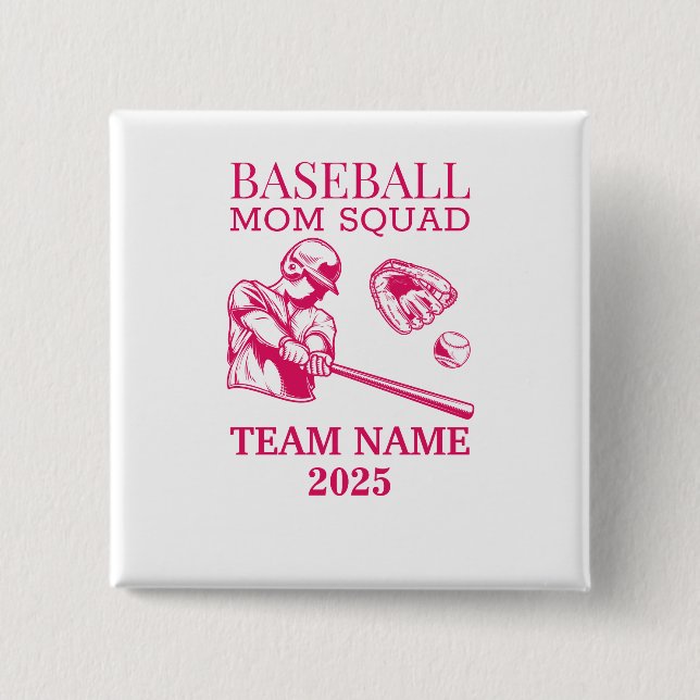 Bóton Quadrado 5.08cm Personalized baseball mom  (Frente)