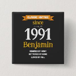 Bóton Quadrado 5.08cm Personalized Birthday Gift