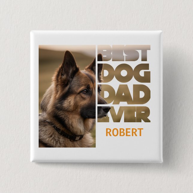 Bóton Quadrado 5.08cm Personalized Photo Best dog dad ever (Frente)