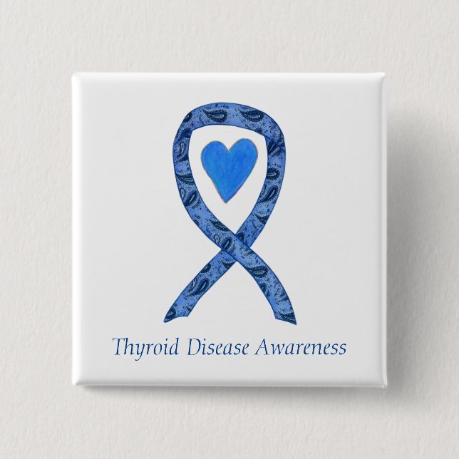 Bóton Quadrado 5.08cm Perturbações da tiroide Sensibilização Paisley (Frente)