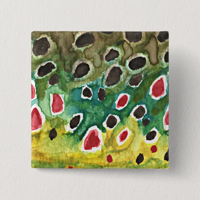 Bóton Quadrado 5.08cm Pesca de truta marrom (Frente)