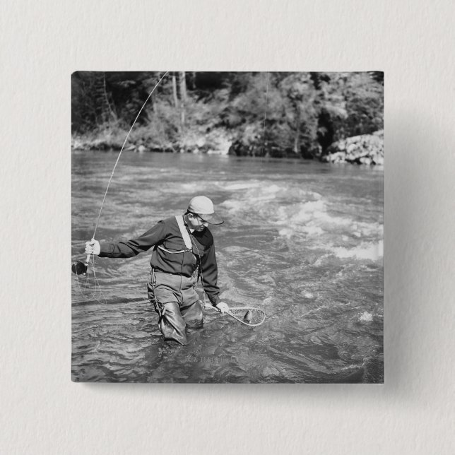 Bóton Quadrado 5.08cm Pesca do homem (Frente)