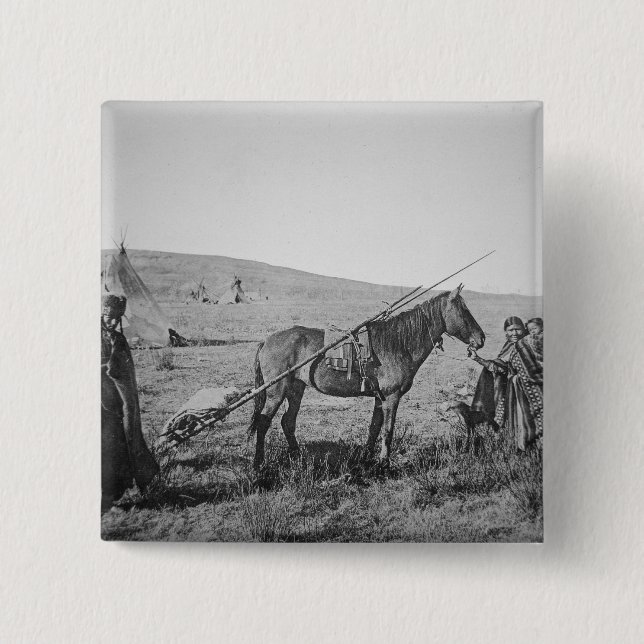 Bóton Quadrado 5.08cm Pessoas do Cree do nativo americano de Canadá (Frente)