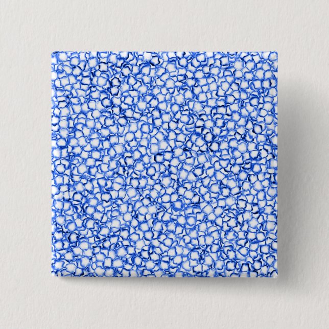 Bóton Quadrado 5.08cm Pétalas Azuis Geradas por Computador (Frente)