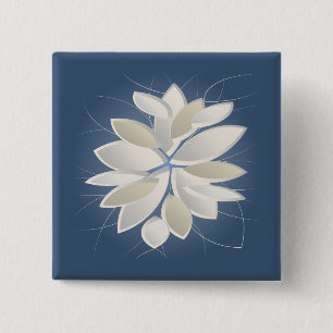 Bóton Quadrado 5.08cm pétalas de pedra branca