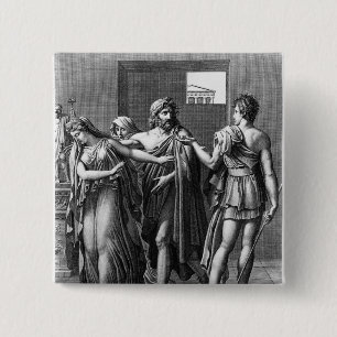 Bóton Quadrado 5.08cm Phaedra, Theseus e Hippolytus