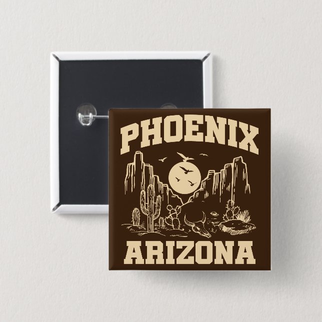 Bóton Quadrado 5.08cm Phoenix, Arizona (Frente & Verso)