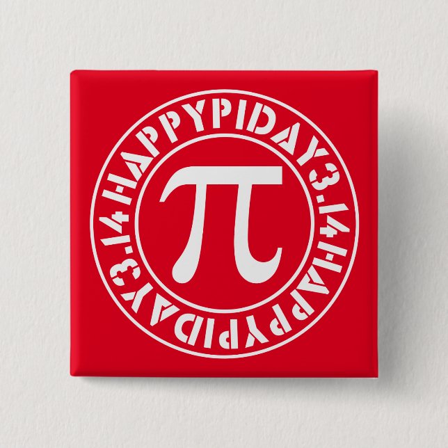 Bóton Quadrado 5.08cm Pi Day (Frente)