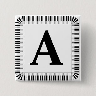 Bóton Quadrado 5.08cm Piano Keys Monograma Pianista