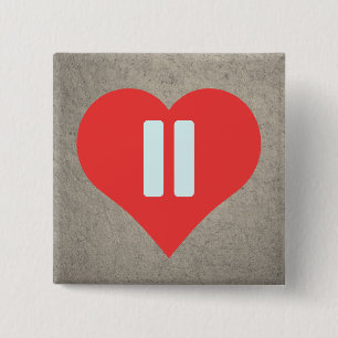 Bóton Quadrado 5.08cm Pictograma dos símbolos da pausa
