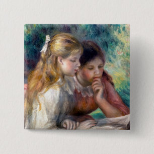Bóton Quadrado 5.08cm Pierre-Auguste Renoir - A Leitura