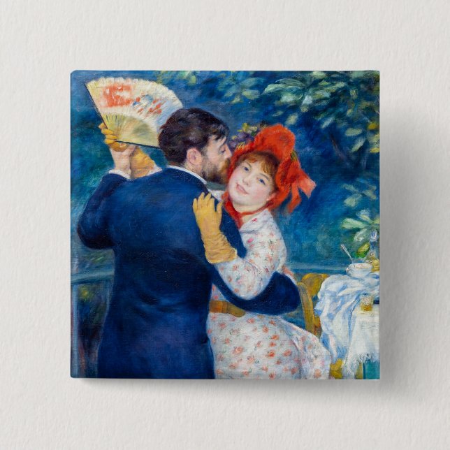 Bóton Quadrado 5.08cm Pierre-Auguste Renoir - Dança do País (Frente)