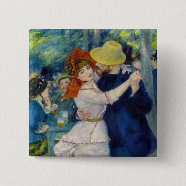 Bóton Quadrado 5.08cm Pierre-Auguste Renoir - Dança em Bougal (Frente)