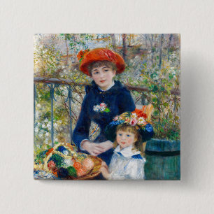 Bóton Quadrado 5.08cm Pierre-Auguste Renoir - Duas irmãs no terraço