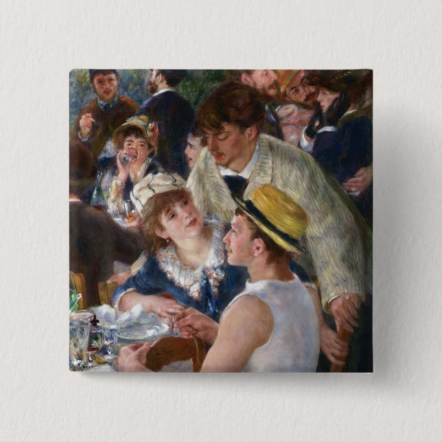 Bóton Quadrado 5.08cm Pierre-Auguste Renoir - Luncheon do Partido Barco (Frente)