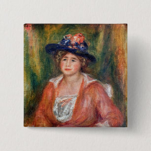Bóton Quadrado 5.08cm Pierre-Auguste Renoir - Retrato da Mulher Sentada
