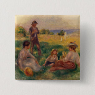 Bóton Quadrado 5.08cm Pierre um partido de Renoir no país em Berneval