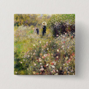 Bóton Quadrado 5.08cm Pierre uma paisagem do verão de Renoir  
