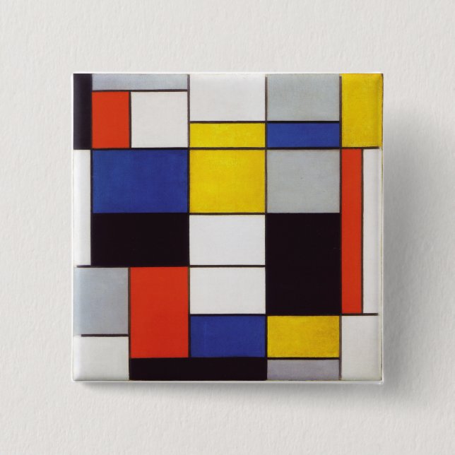 Bóton Quadrado 5.08cm PIET MONDRIAAN - Compositon A 1923 (Frente)