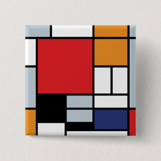 Bóton Quadrado 5.08cm Piet Mondrian - Composição com Grande Plano Vermel