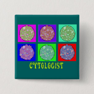 Bóton Quadrado 5.08cm Pilhas dos presentes do Cytologist no design dos