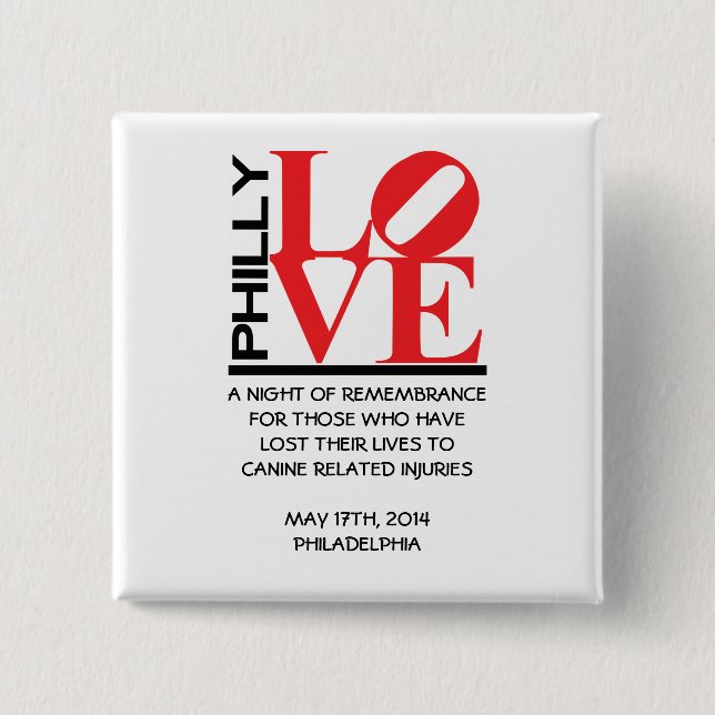 Bóton Quadrado 5.08cm Pin 2014 oficial de Philly (Frente)