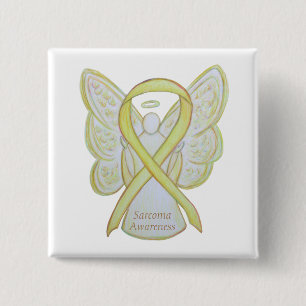 Bóton Quadrado 5.08cm Pin anjo da fita de sensibilização amarela Sarco
