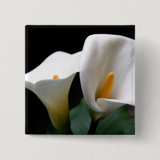 Bóton Quadrado 5.08cm Pin branco do quadrado da flor do lírio de Calla