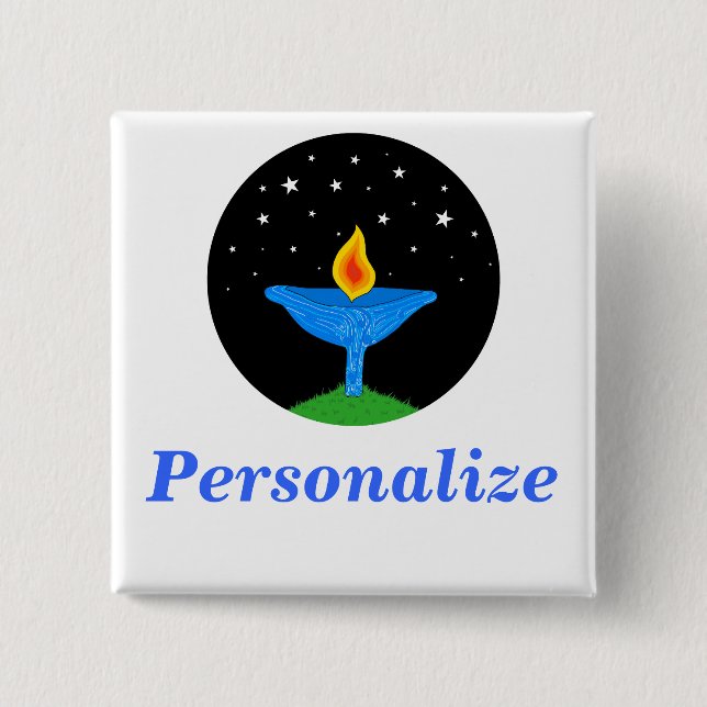 Bóton Quadrado 5.08cm Pin brilhante do cálice UU/botão (Frente)