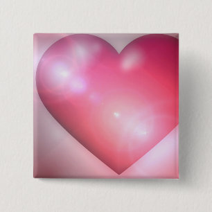Bóton Quadrado 5.08cm Pin cor-de-rosa do quadrado do design do coração