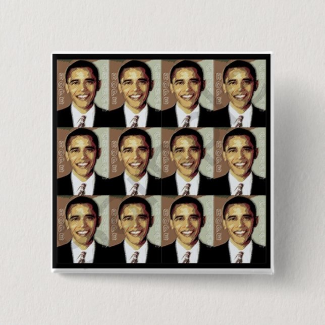 BÓTON QUADRADO 5.08CM PIN DA ESPERANÇA DE BARACK OBAMA (Frente)