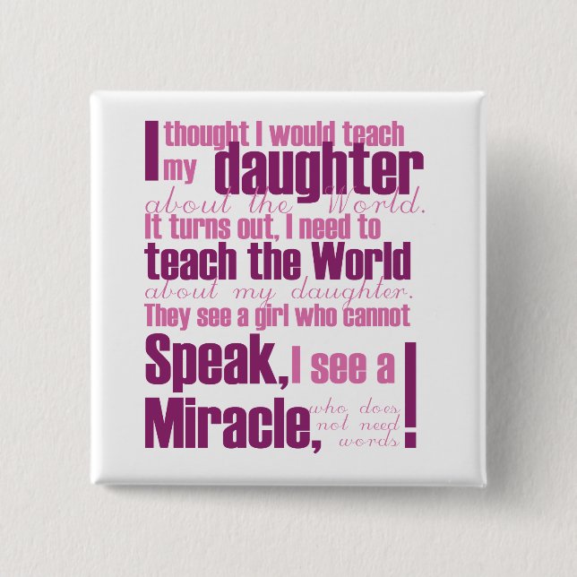 Bóton Quadrado 5.08cm Pin da filha (Frente)