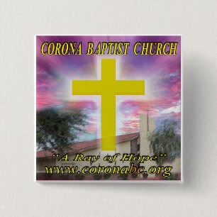 Bóton Quadrado 5.08cm Pin da igreja de Batist da corona