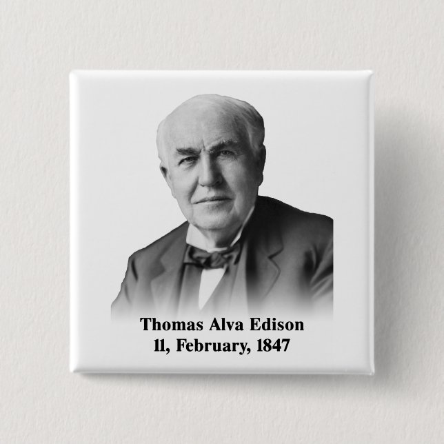 Bóton Quadrado 5.08cm Pin de Edison (Frente)