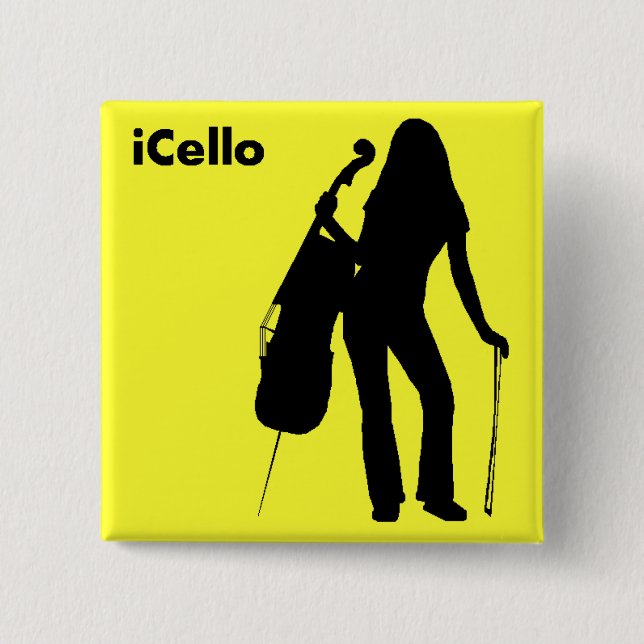 Bóton Quadrado 5.08cm Pin de ICello (amarelo) (Frente)
