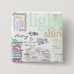 Bóton Quadrado 5.08cm Pin de Wordle do mosaico da poesia