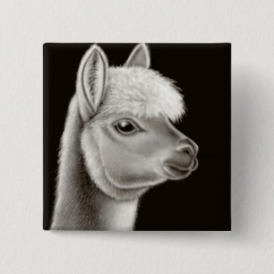 Bóton Quadrado 5.08cm Pin distorcido da cara da alpaca
