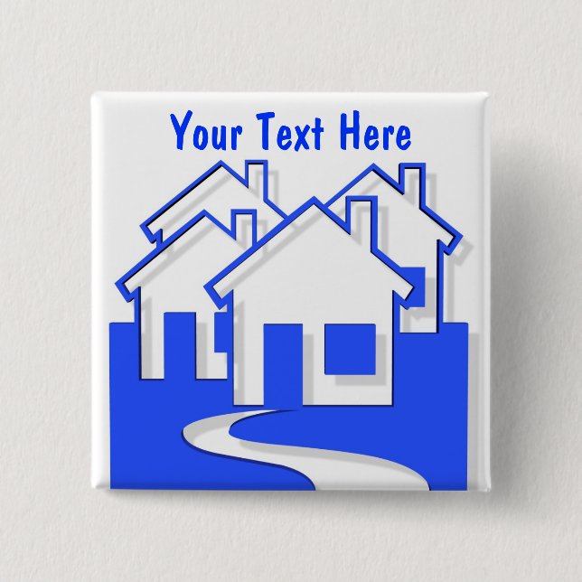 Bóton Quadrado 5.08cm Pin do botão das casas (Frente)