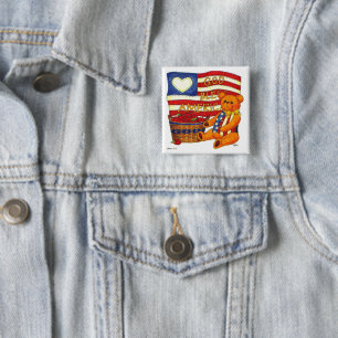 Bóton Quadrado 5.08cm Pin do botão de América dos deus abençoe