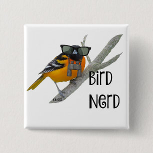 Bóton Quadrado 5.08cm Pin do botão do nerd do pássaro