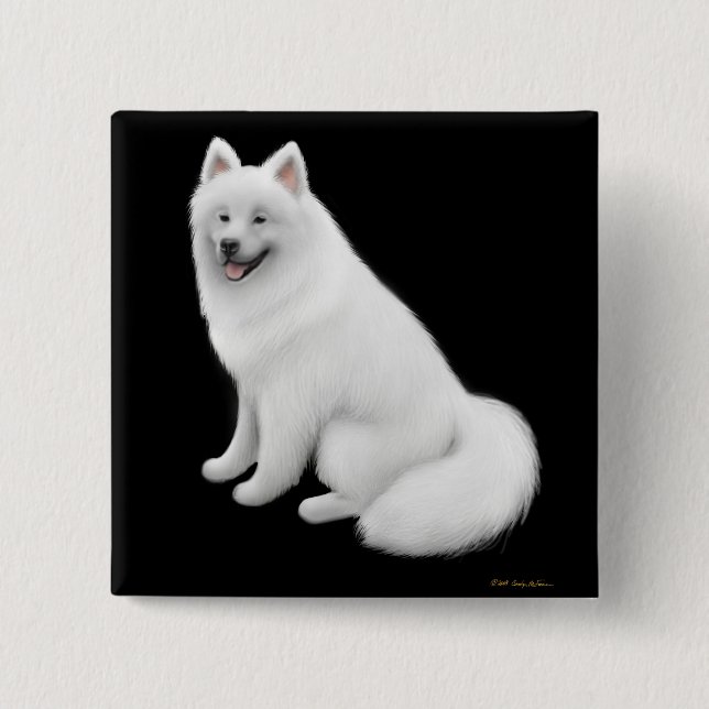 Bóton Quadrado 5.08cm Pin do cão do Samoyed (Frente)
