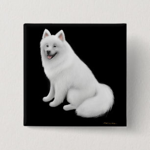 Bóton Quadrado 5.08cm Pin do cão do Samoyed