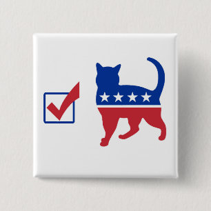 Bóton Quadrado 5.08cm Pin do gato do voto