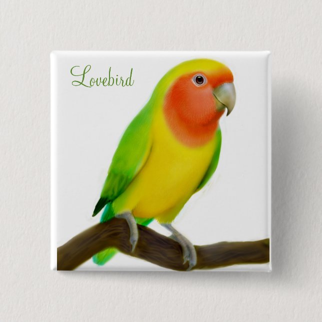 Bóton Quadrado 5.08cm Pin do Lovebird (Frente)