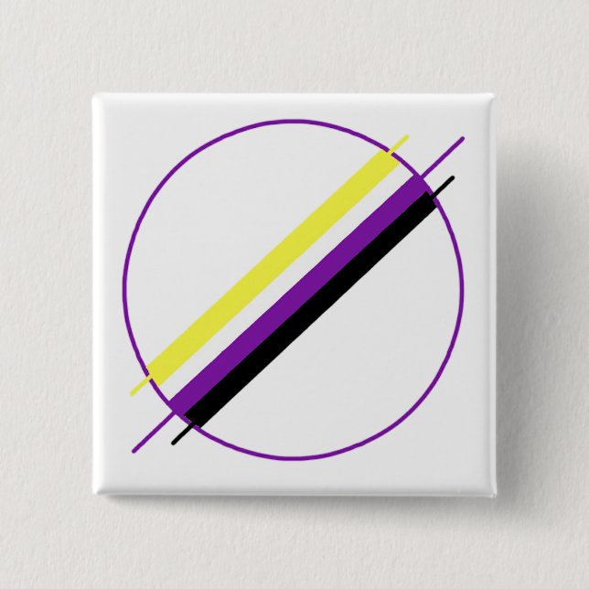 Bóton Quadrado 5.08cm Pin do orgulho de Nonbinary (Frente)